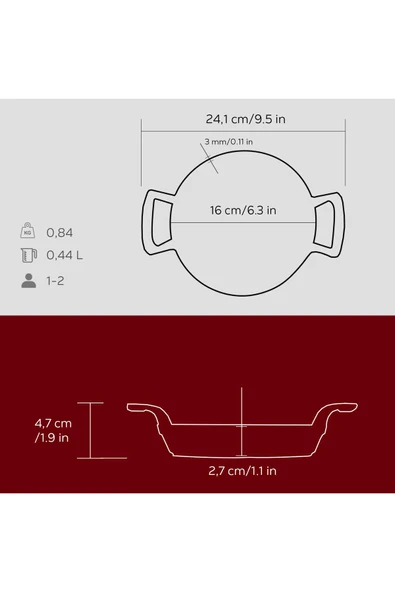 Lava Döküm Yuvarlak Sahan Döküm Demir Yekpare Çift Kulplu Çap16cm. - Resim 5
