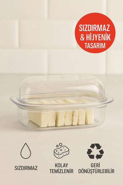 Şeffaf Plastik Tereyağlık Peynir Saklama Kabı 18,5x13x6,5 cm – Sızdırmaz & Hijyenik Kapaklı - 6