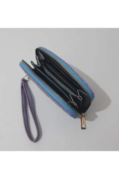 renkli çiçekler Kadın Cüzdan Kullanışlı Mor Renk Kadın Cüzdanı - Resim 4