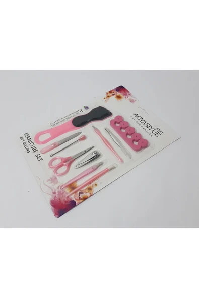 renkli çiçekler Manikür Set 10 Parça Manikür Seti - Resim 4
