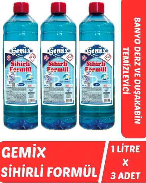 Gemix Sihirli Formül Mavi Su Fayans Derz Duşakabin Temizleyici 1000 ml 3 Adet