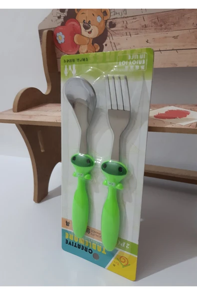 renkli çiçekler Sevimli Karikatür Desenli Bebek Çocuk Için Kaşık Çatal - Resim 2