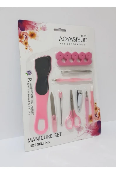 renkli çiçekler Manikür Set 10 Parça Manikür Seti - Resim 2