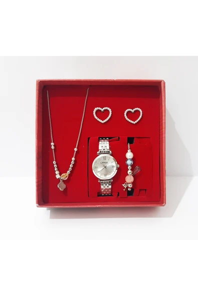 renkli çiçekler Kadın Saat Kolye Küpe Bileklik Set Kadın Kol Saati - 2
