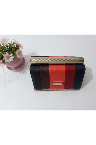 LİONER Kadın Cüzdan Şerit Desenli Kullanışlı Cüzdan Kadın Cüzdanı 17x10x4.5 Cm - Resim 6