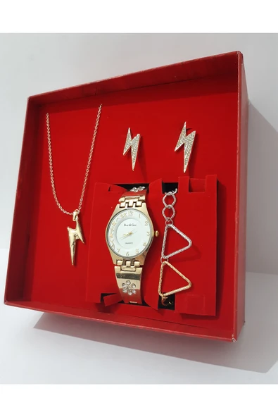 renkli çiçekler Kadın Saat Kadın Kol Saati Kolye Küpe Takı Set - 5