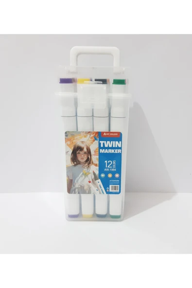 renkli çiçekler 12 Li Marker Kalem 12 Renk Boyama Kalemi - Resim 6