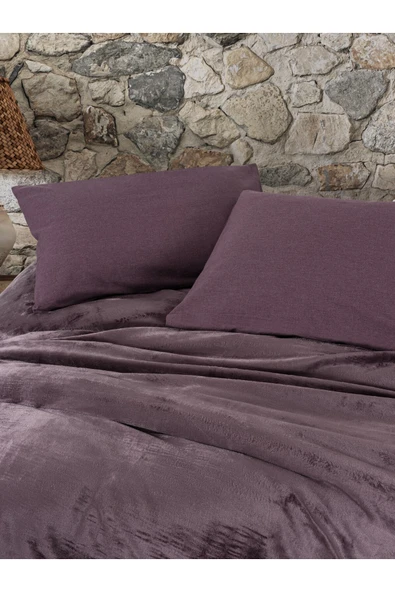 Cotton Box Velvet Çift Kişilik Nevresim Takımı Flossy Mürdüm ürün görseli 1