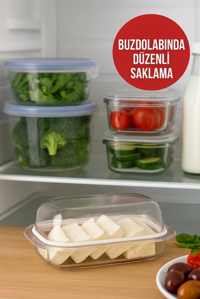 Şeffaf Plastik Tereyağlık Peynir Saklama Kabı 18,5x13x6,5 cm – Sızdırmaz & Hijyenik Kapaklı - 5