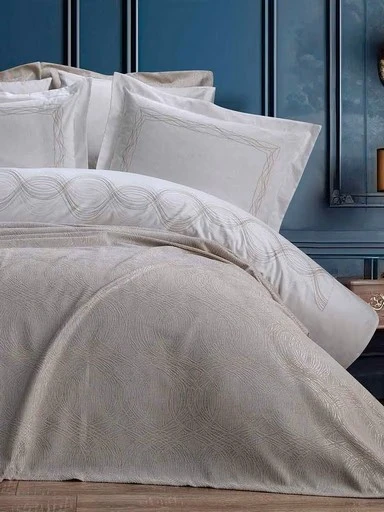 Bella Home Aren 7 Parça Yatak Örtüsü Seti Cappiccino