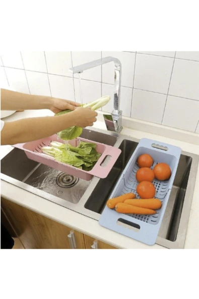 renkli çiçekler Ayarlanabilir Uzayıp Kısalabilen Plastik Lavabo Mutfak Süzgeci - Resim 2