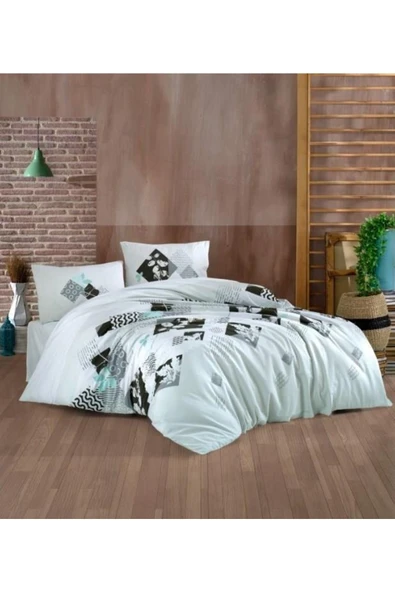 Kristal Çift Kişilik Ranforce Nevresim Takımı Cemre Mavi