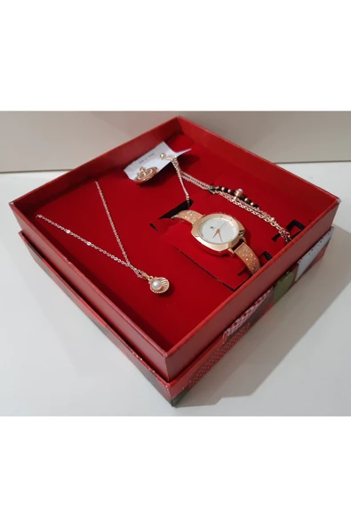renkli çiçekler Kadın Saat Kadın Kol Saati Kolye Küpe Takı Set - 2