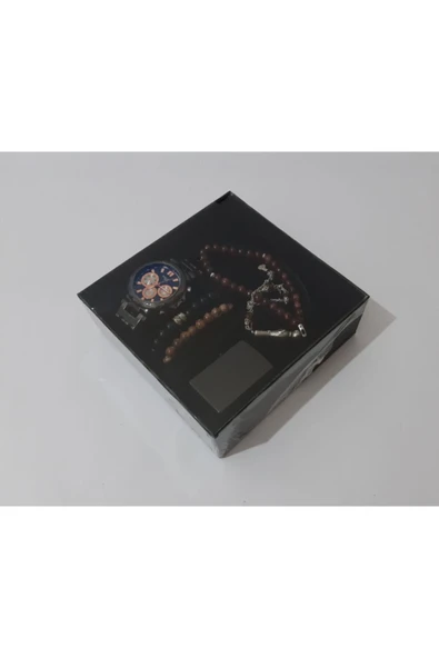 renkli çiçekler Erkek Saat Erkek Kol Saati Çakmak Tesbih Bileklik Set - 5