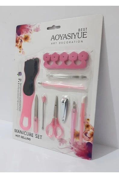 renkli çiçekler Manikür Set 10 Parça Manikür Seti - Resim 3