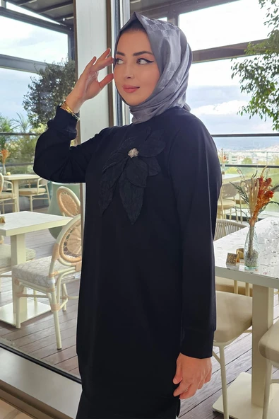 KADIN DİKME ÇİÇEK DETAYLI TESETTÜR TAKIM - Resim 5