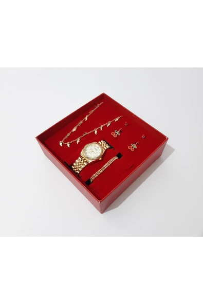 renkli çiçekler Kadın Saat Kadın Kol Saati Kolye Bileklik Küpe Set - 2