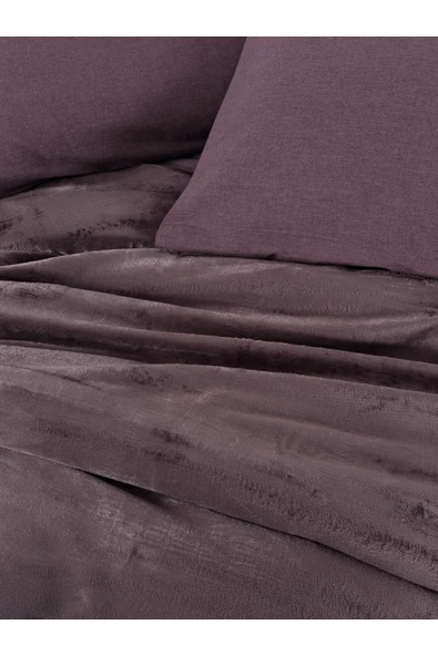 Cotton Box Velvet Çift Kişilik Nevresim Takımı Flossy Mürdüm - Resim 3