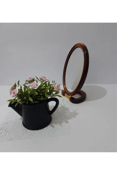 renkli çiçekler Ayna Ayaklı Oval Plastik Çerçeveli Ayna - Resim 3