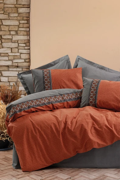 Cotton Box Folk Art Tek Kişilik Nevresim Takımı Tamaya Kiremit