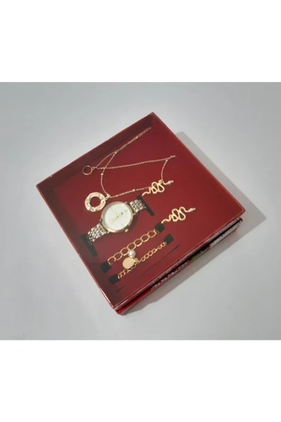 renkli çiçekler Kadın Saat Kadın Kol Saati Kolye Küpe Takı Set - 6