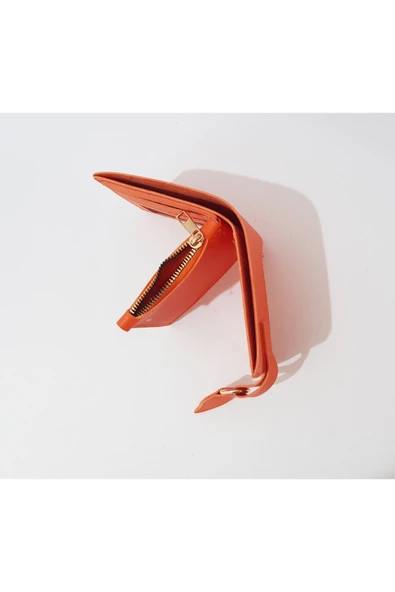 renkli çiçekler Kadın Cüzdan 12x10 CM Turuncu Renk Kadın Cüzdanı - 5