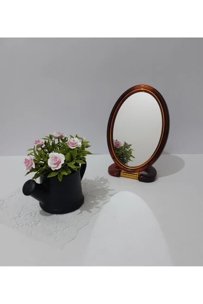 renkli çiçekler Ayna Ayaklı Oval Plastik Çerçeveli Ayna - Resim 2