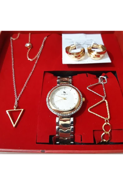 renkli çiçekler Kadın Saat Kadın Kol Saati Kolye Küpe Takı Set