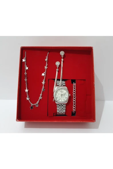 renkli çiçekler Kadın Saat Kadın Kol Saati Kolye Bileklik Küpe Set - 6