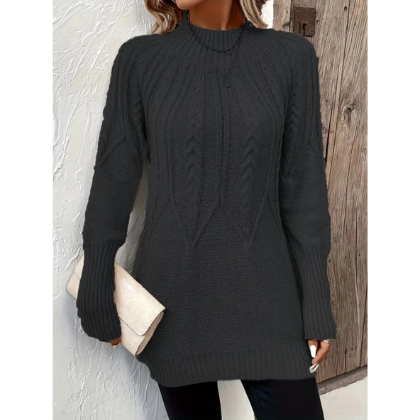 Lucky Life Kadın Uzun Kollu Yarı Balıkçı Yaka Triko Bluz - 3