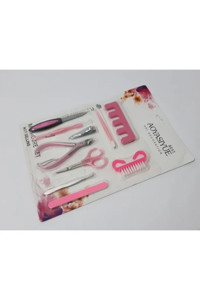 renkli çiçekler Manikür Set 10 Parça Manikür Seti - Resim 6