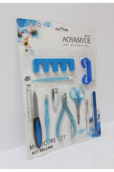 renkli çiçekler Manikür Set 10 Parça Manikür Seti - Resim 5