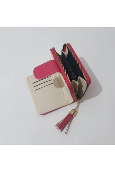 renkli çiçekler Kadın Cüzdan Kullanışlı Pembe Renk Kadın Cüzdanı - Resim 5