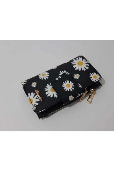 renkli çiçekler Kadın Cüzdan Kullanışlı Papatya Desenli Kadın Cüzdanı - Resim 6