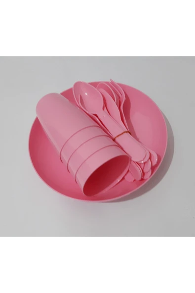 renkli çiçekler Piknik Seti 20 Parça Plastik Piknik Için Tabak Bardak Kaşık Çatal Bıçak Set - 3