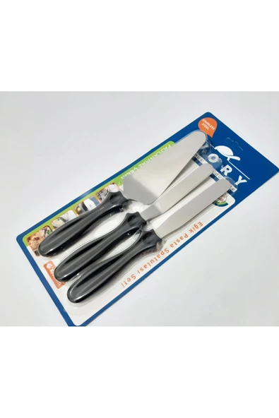renkli çiçekler Paslanmaz Çelik 3 Lü Pasta Seti Eğik Pasta Spatulası Seti Çok Amaçlı Set - Resim 2