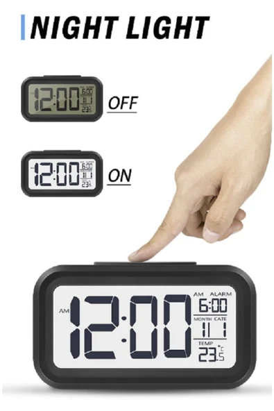 renkli çiçekler Dijital Led Çalar Saat Büyük Ekran Sıcaklık Göstergesi Alarm Tarih Saat - Resim 3