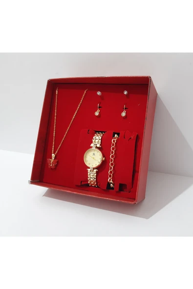 renkli çiçekler Kadın Saat Kadın Kol Saati Kolye Bileklik Küpe Set - 2