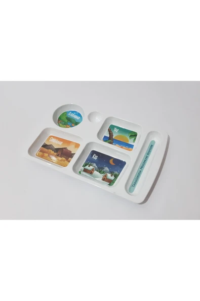 renkli çiçekler Çocuk İçin Desenli Melamin Tabildot Tabak Kahvaltı ve Yemek Tabağı Çocuklar için Yemek Tepsisi - Resim 6