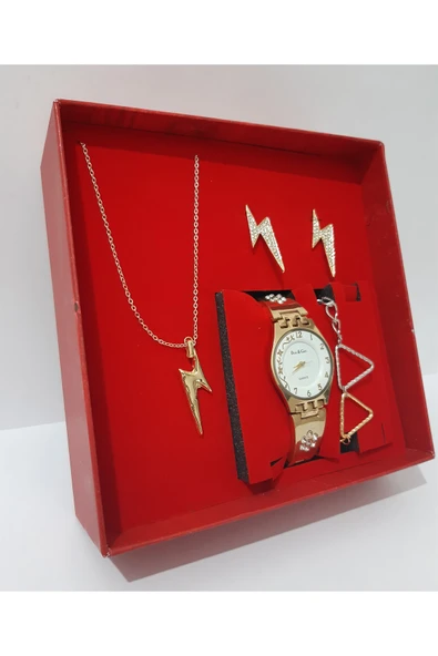 renkli çiçekler Kadın Saat Kadın Kol Saati Kolye Küpe Takı Set - 4