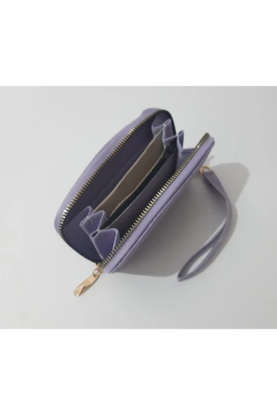 renkli çiçekler Kadın Cüzdan Kullanışlı Mor Renk Kadın Cüzdanı - Resim 4