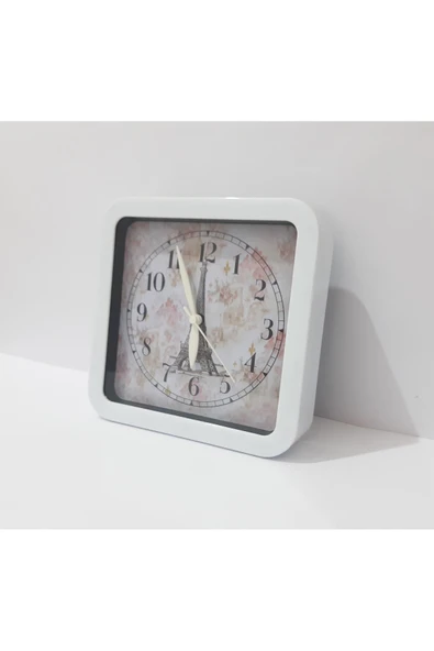 renkli çiçekler Masa Saat 15x15x4 CM Desenli Kare Masa Saati - Resim 4