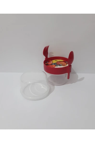 renkli çiçekler Yoğurt Meyve Salata Kabı Çocuklar Için Kaşıklı Kap - Resim 2