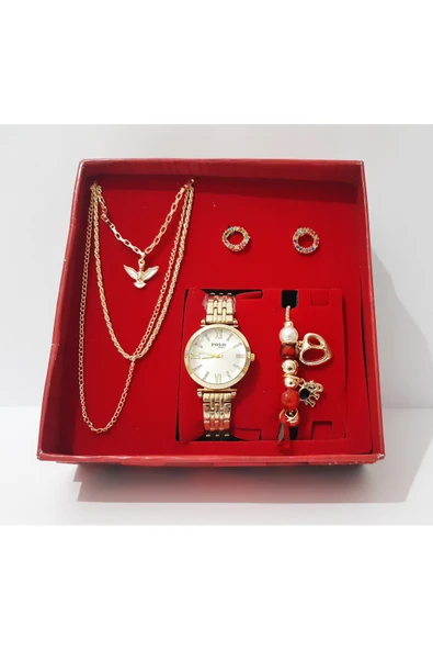 renkli çiçekler Kadın Saat Kolye Küpe Bileklik Set Kadın Kol Saati - 2