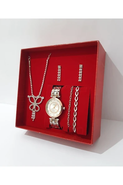 renkli çiçekler Kadın Saat Kadın Kol Saati Kolye Bileklik Küpe Set - 3