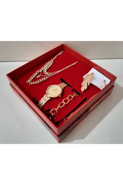 renkli çiçekler Kadın Saat Kadın Kol Saati Kolye Küpe Takı Set - 3