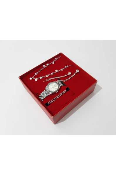 renkli çiçekler Kadın Saat Kadın Kol Saati Kolye Bileklik Küpe Set - 4