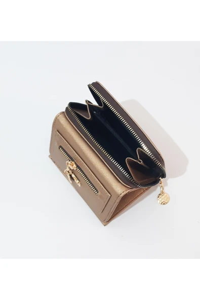 renkli çiçekler Kadın Cüzdan 13.5x9x4 CM Kullanışlı Kahverengi Kadın Cüzdanı - Resim 5