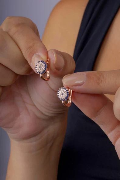 Gümüş Pazarım Nazar Boncuklu J Gümüş Küpe - 3