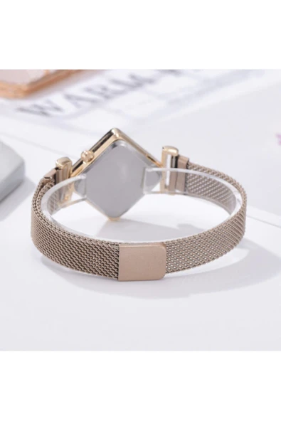 renkli çiçekler Kadın Saat Kare Lüks Kuvars Mıknatıs Toka Kadın Kol Saati - 3